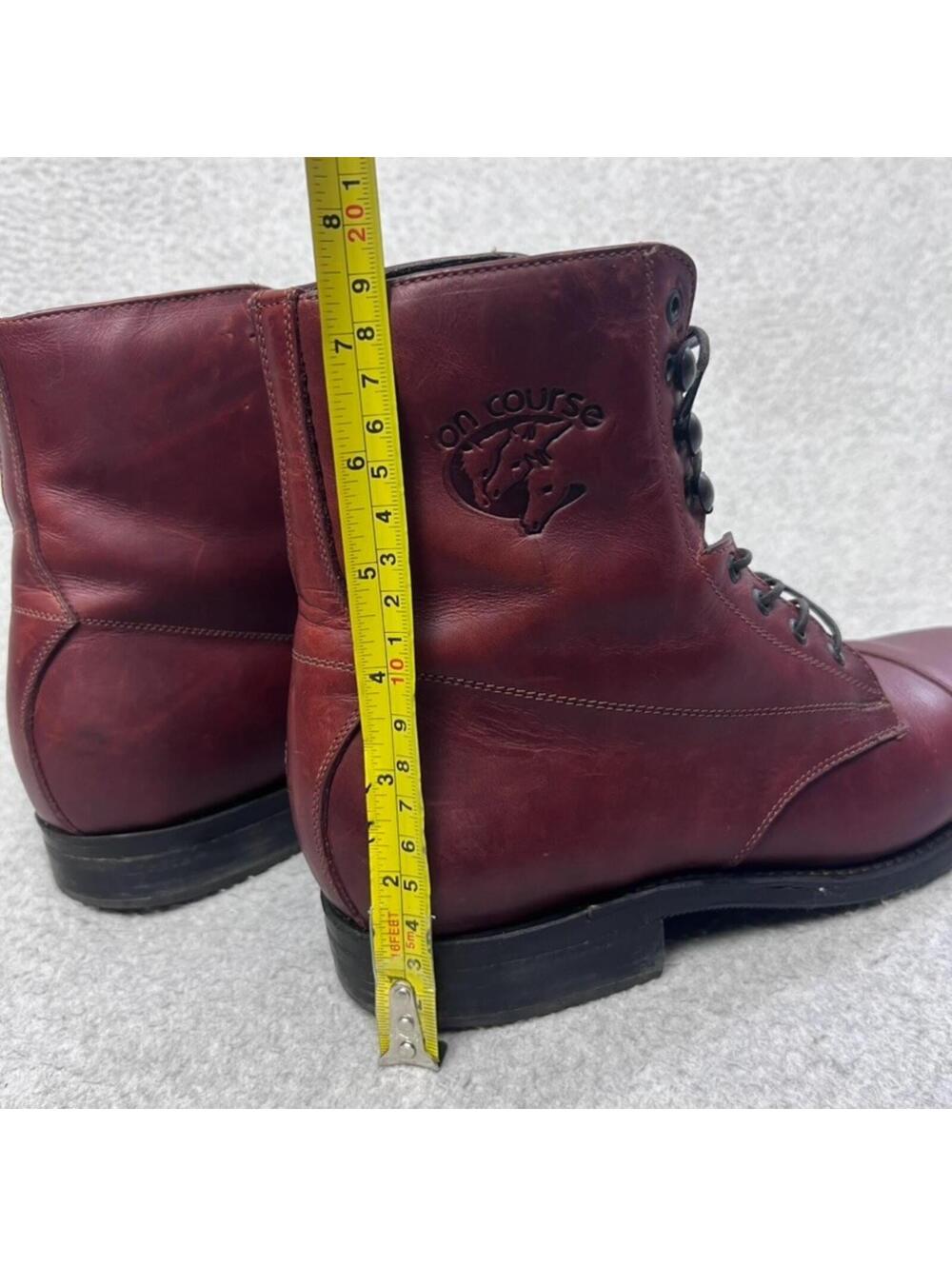 Vtg On Course Leather Paddock Boots 7.5 Brown Equestrian Riding Cap Toe CapToe - Picture 8 of 9